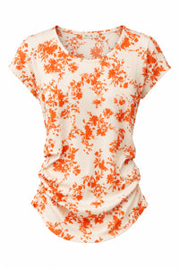 Addy Ribbed Floral Top | Orange & Cream *SALE*