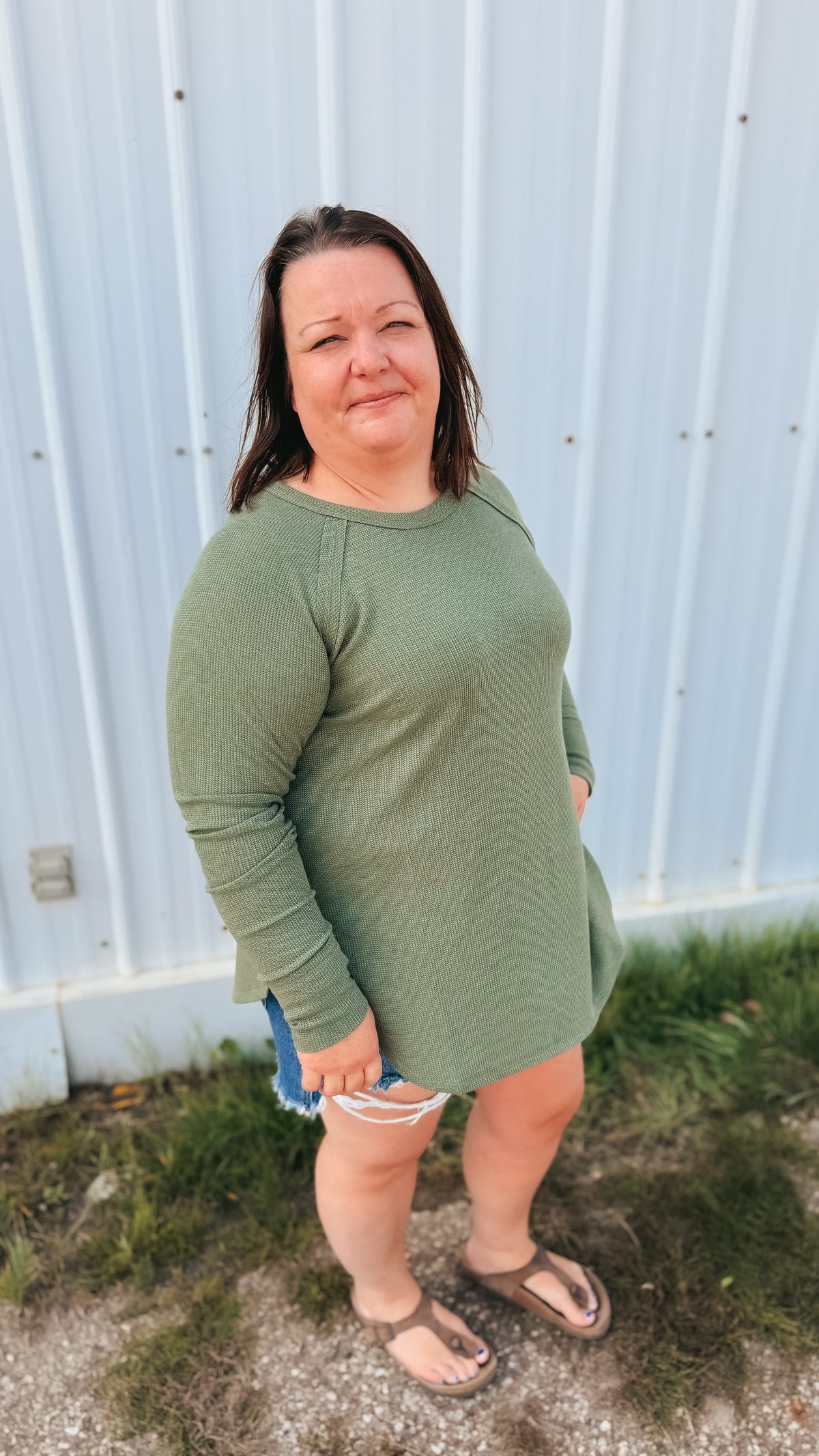 Leslie Waffle Long Sleeve | Army Green
