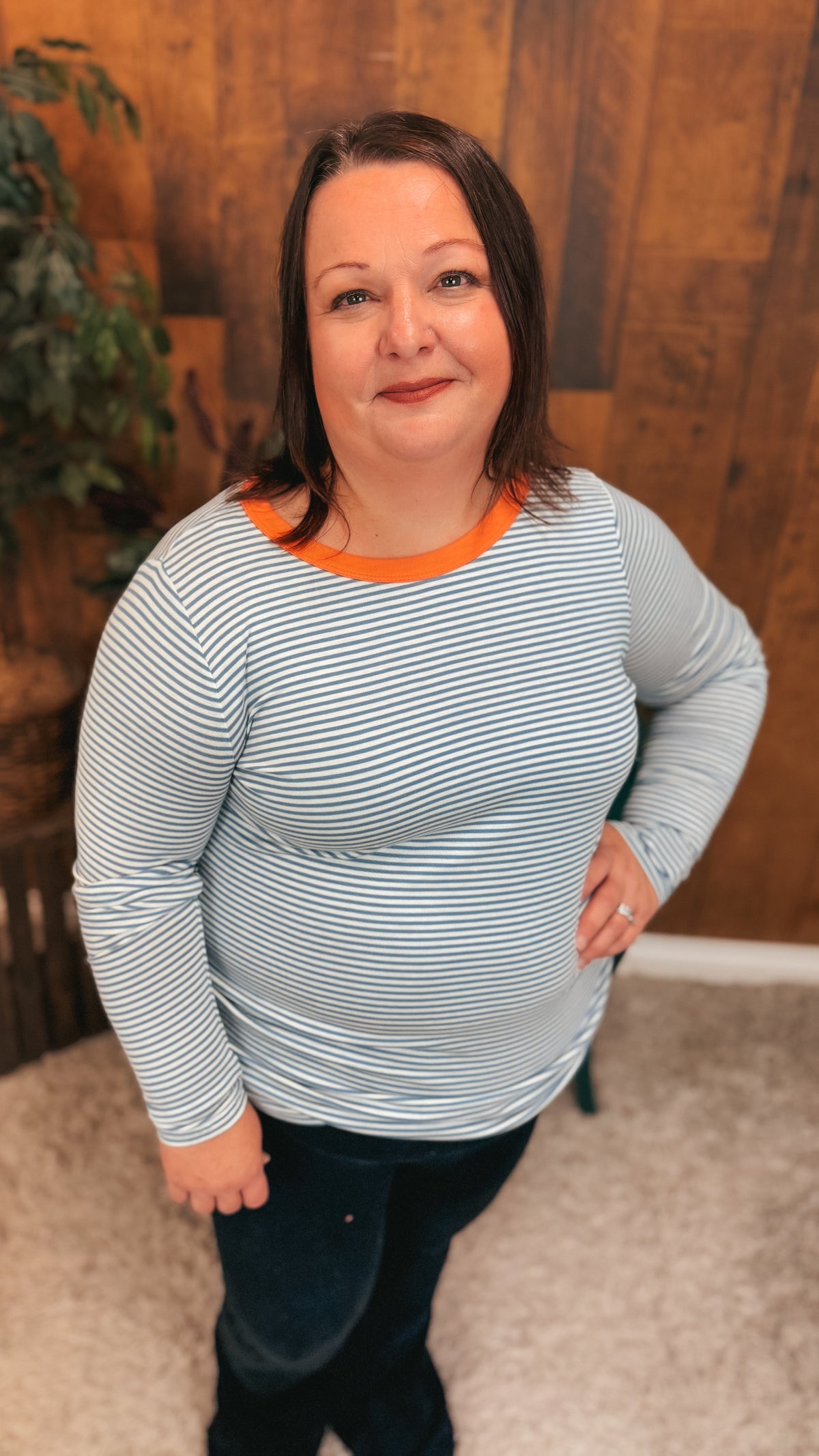 Valery Stripe Long Sleeve | Blue & Coral