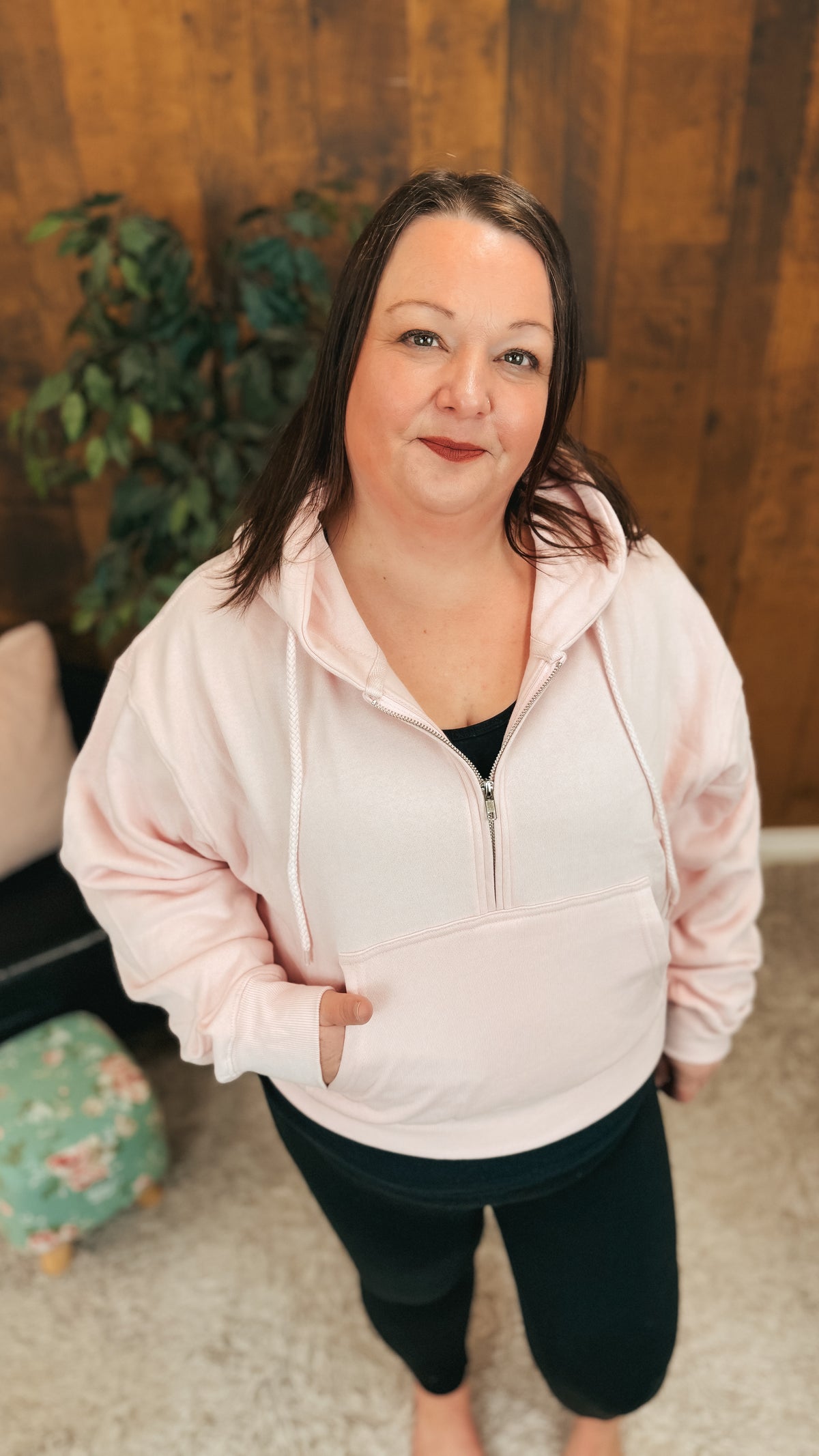 Beth 1/2 Zip Sweatshirt | Baby Pink