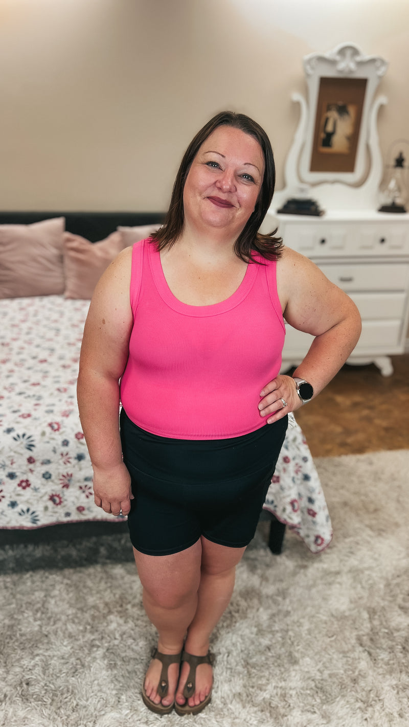 Tamara Ribbed Tank Top: Fuchsia