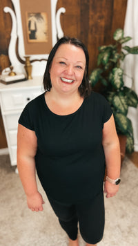 Melanie Ribbed Tee | Black