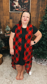 Chantelle Buffalo Plaid Vested Cardigan: O/S