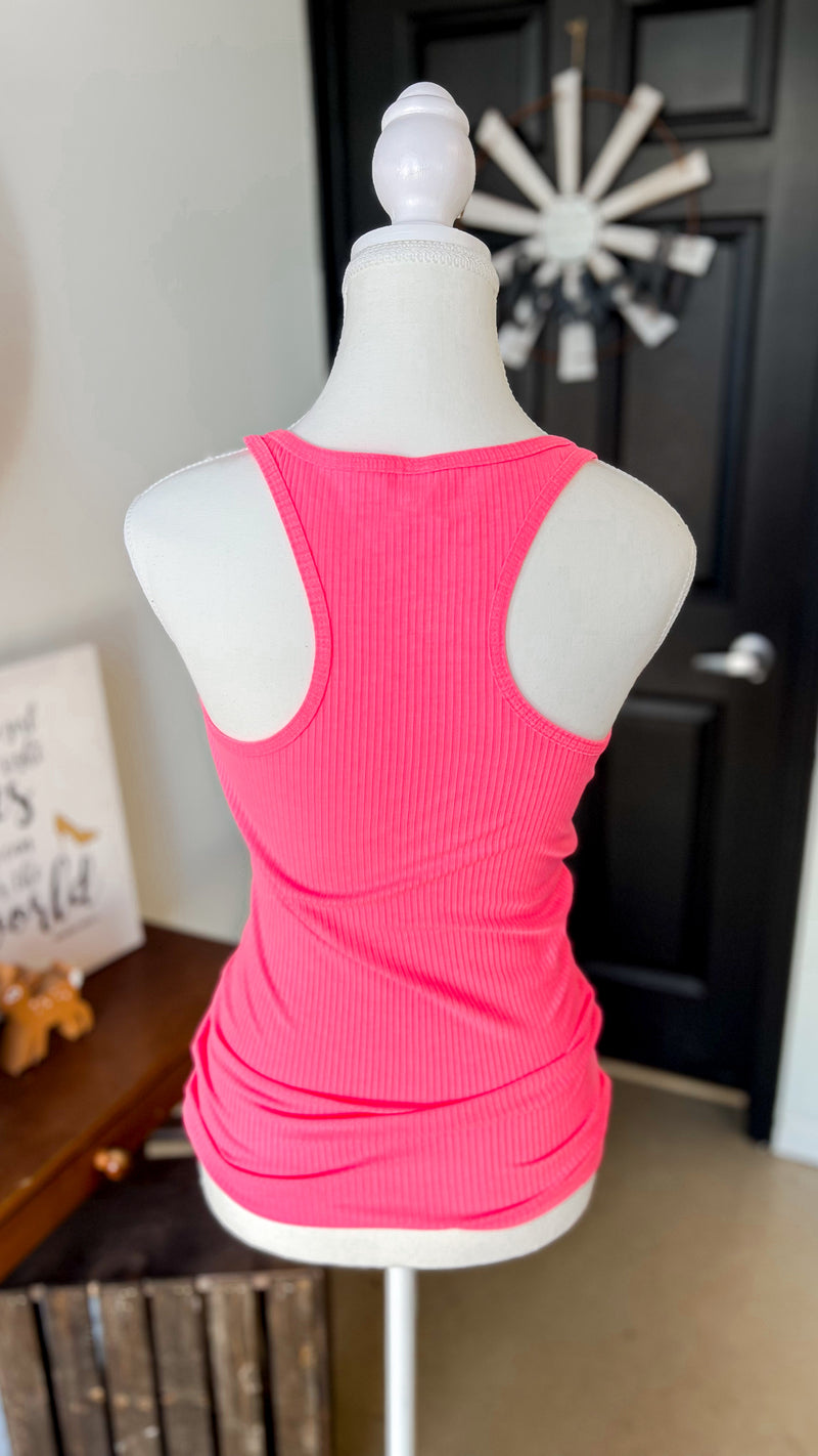 Rynlee Ribbed Tank Top: Neon Fuchsia