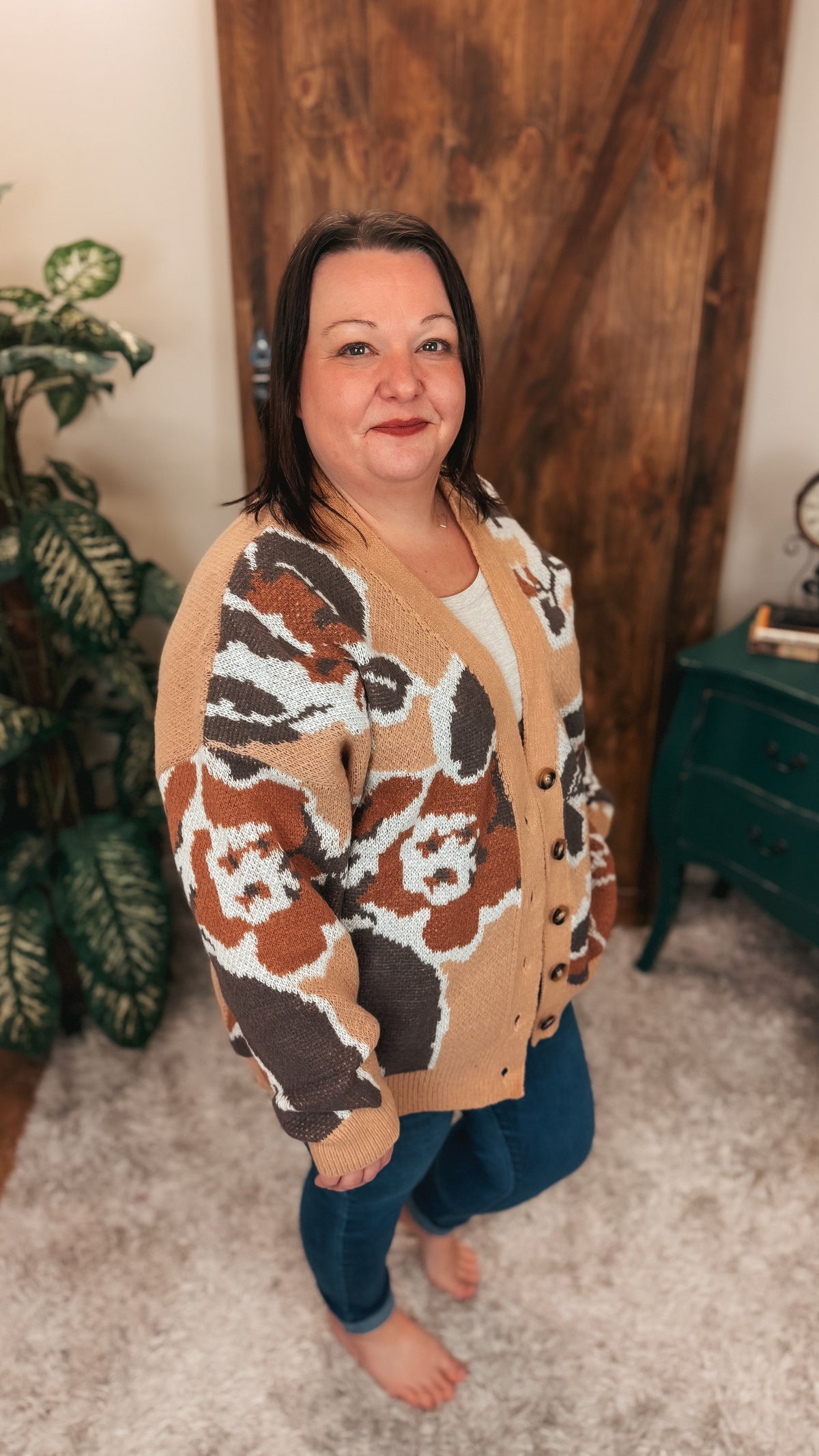 Jessica Floral Cardigan | Taupe