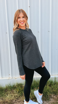 Leslie Waffle Long Sleeve | Charcoal