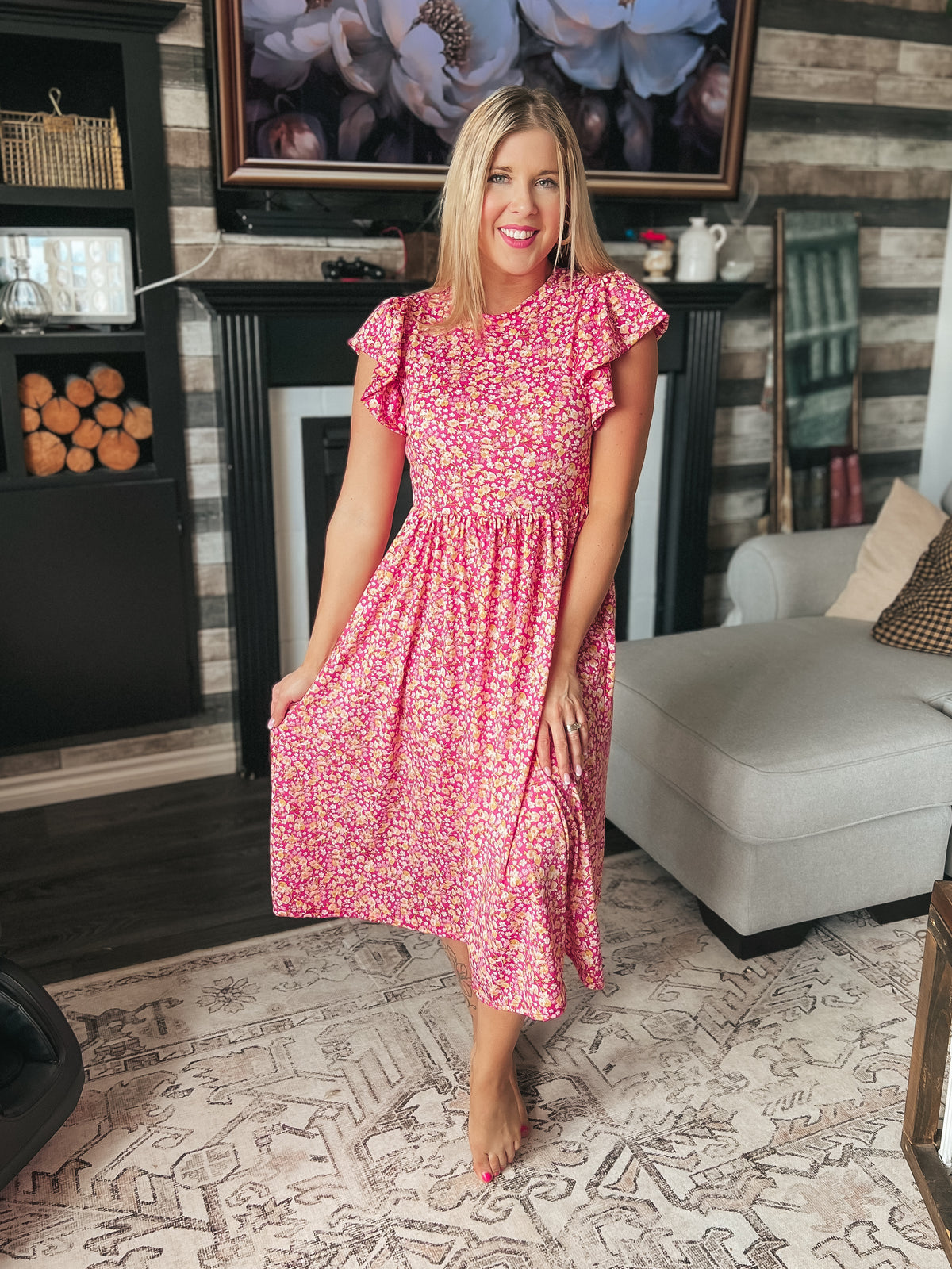 Victoria Floral Sundress: Fuchsia