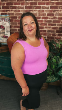 Tamara Ribbed Tank Top: Bright Mauve