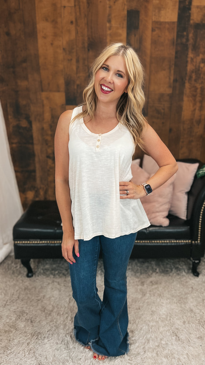 Jayda Button Tank Top | Cream