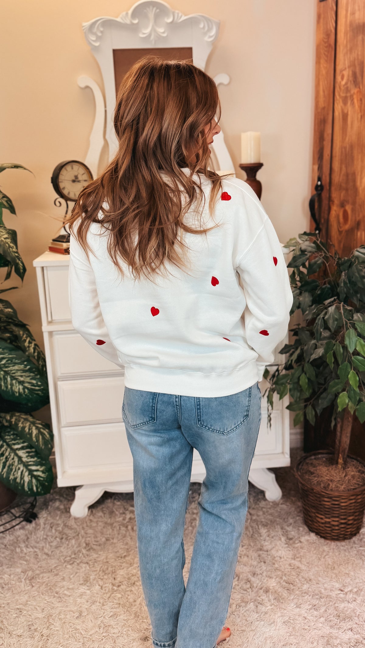 Liza Heart Crewneck | Ivory