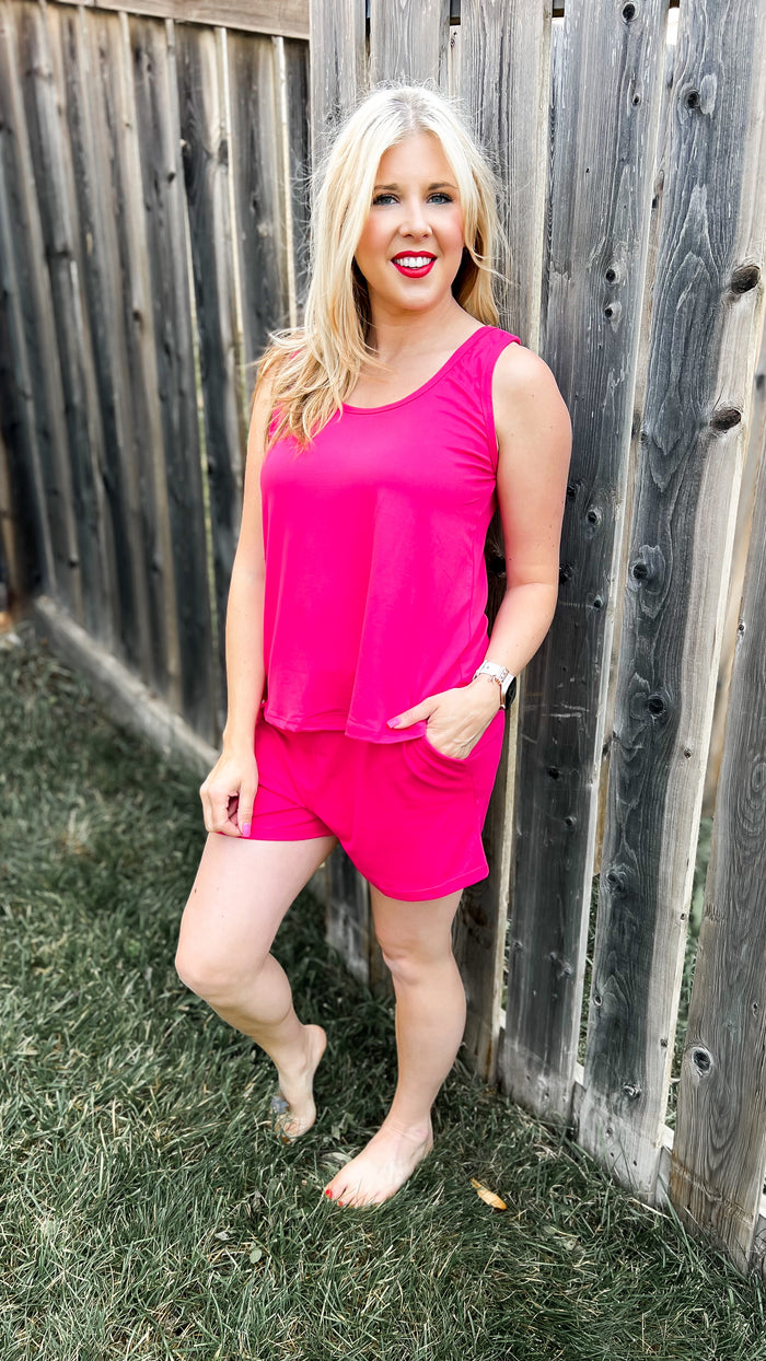Payton Tank Top Short Set | Fuchsia