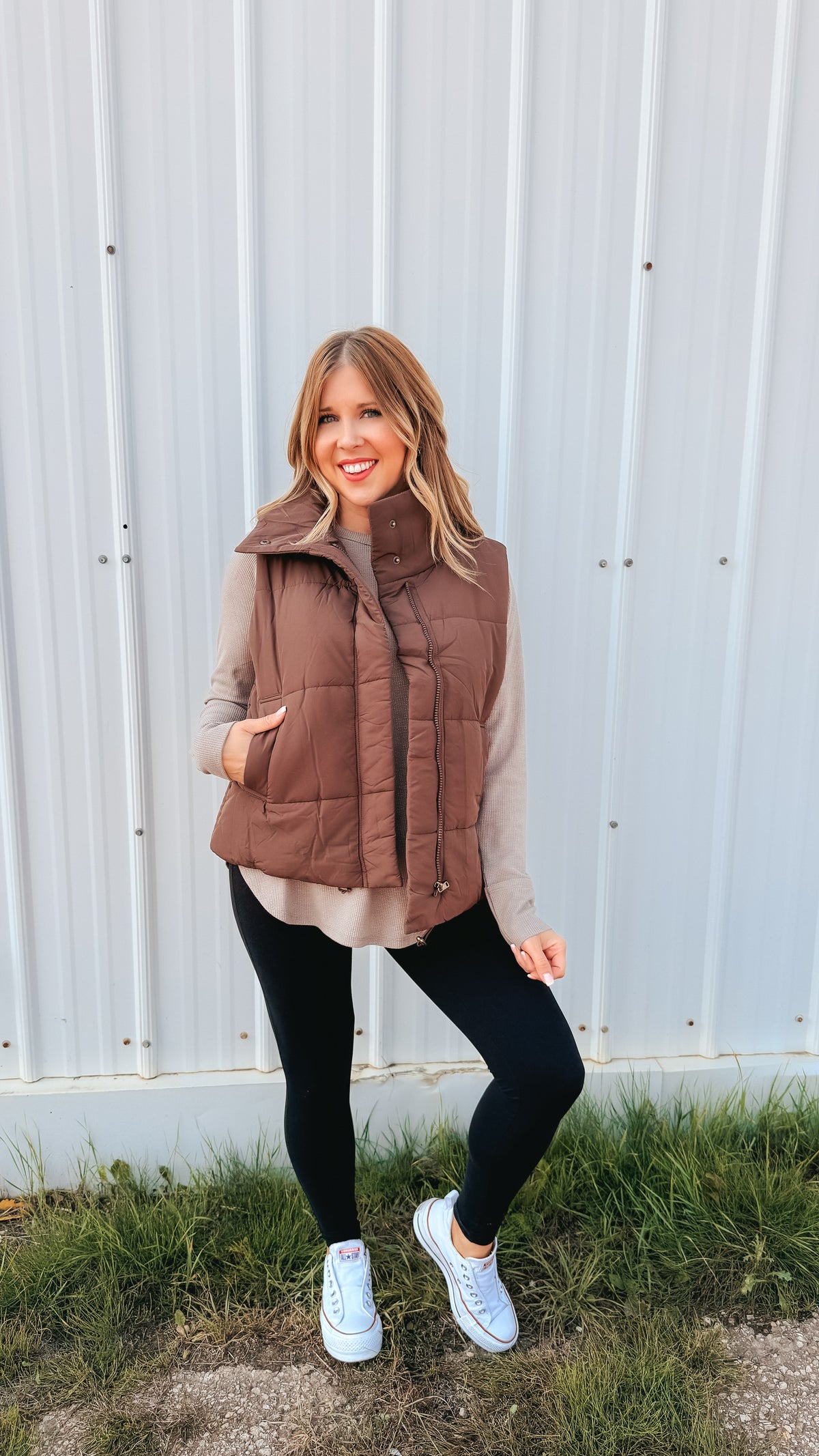 Tori Puffer Vest | Brown