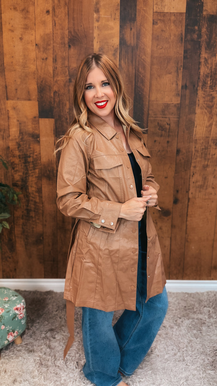 Lorna Faux Leather Jacket | Caramel