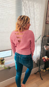 Paisley Knit Sweater: Pink