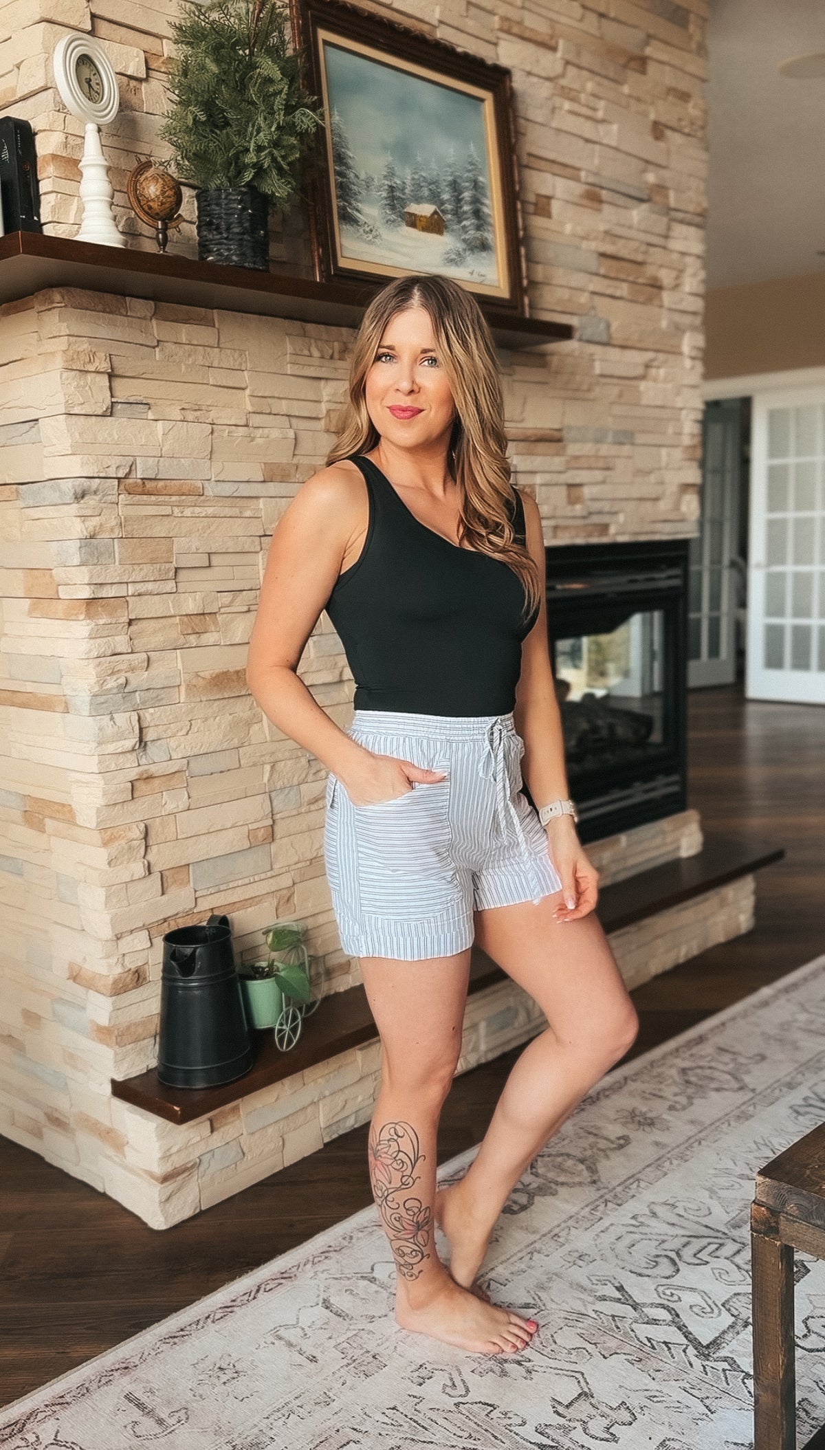Tenille Linen Shorts | White Stripe