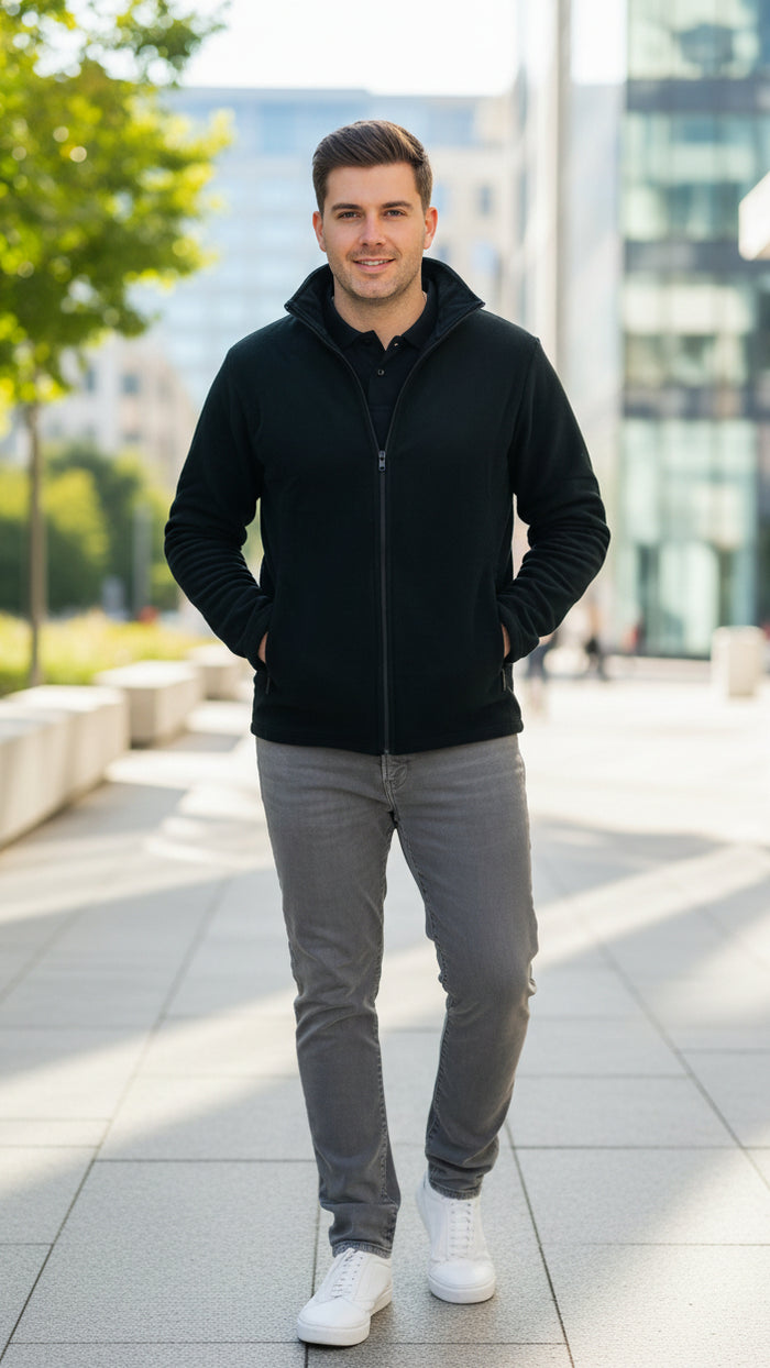 Kyle Fleece Zip Up Jacket: Black *SALE*