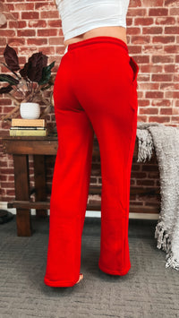 Jodie Wide Leg Jogging Pants | Red