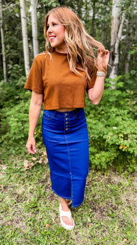 Lexi Waffle Tee: Brown