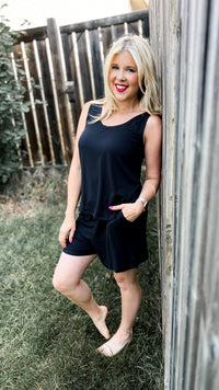 Payton Tank Top Short Set | Black