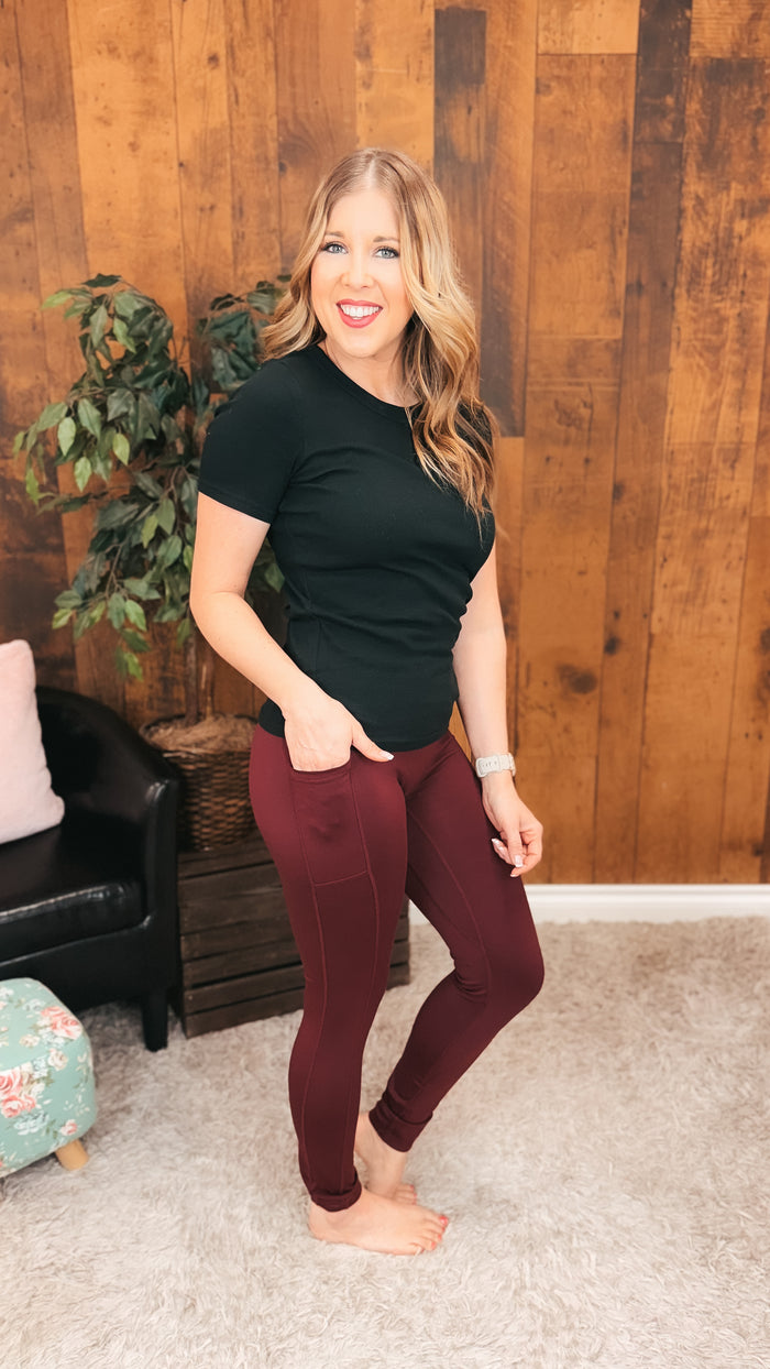 Zoey Athletic Leggings | Wine