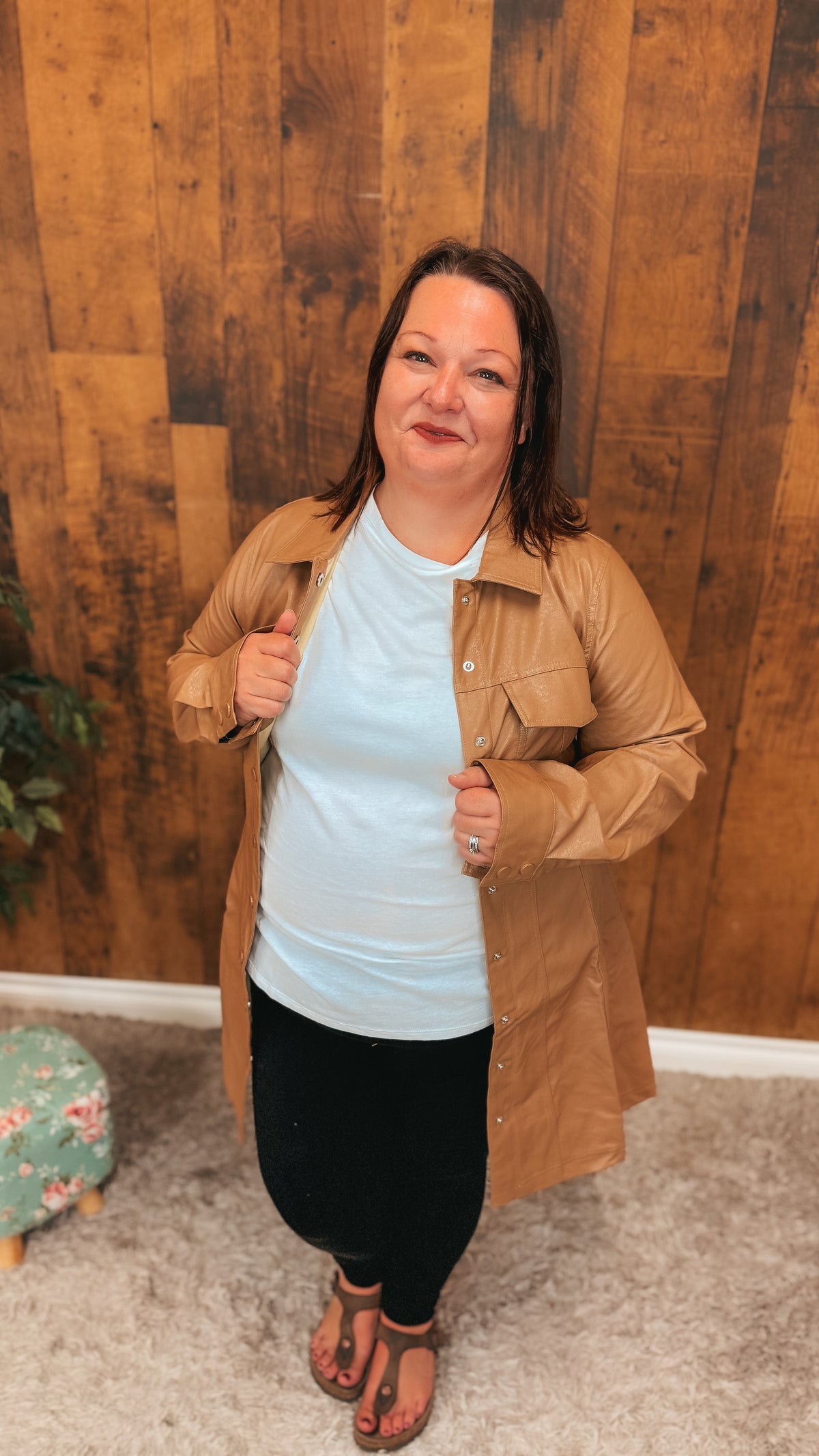 Lorna Faux Leather Jacket | Caramel