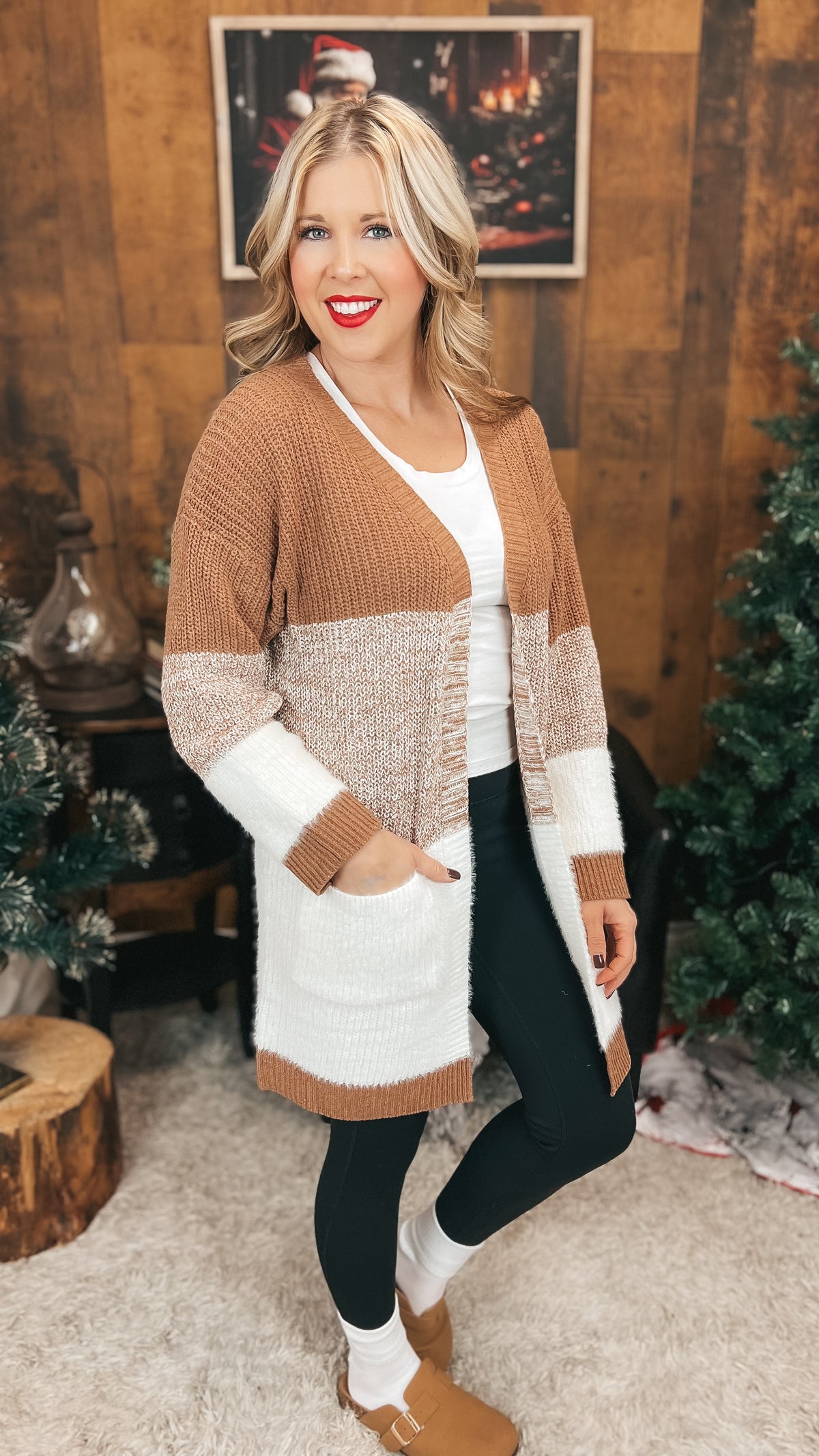 Helen Knit Cardigan | Brown & Ivory