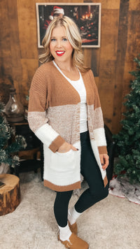 Helen Knit Cardigan | Brown & Ivory