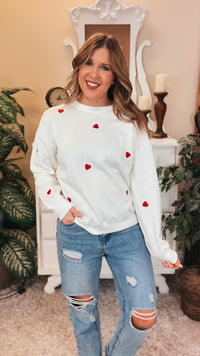 Liza Heart Crewneck | Ivory