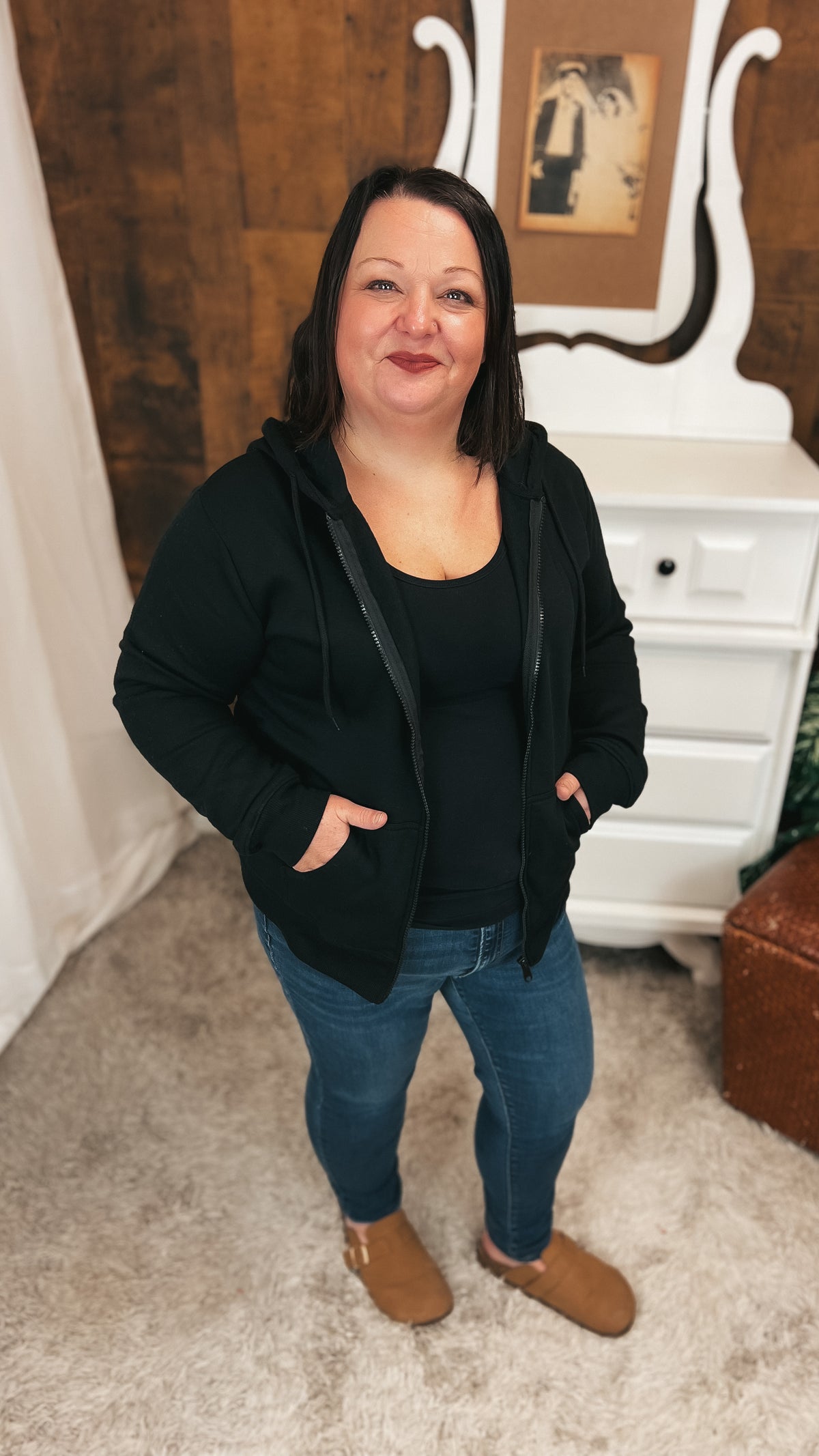 Layne Zip Hoodie: Black