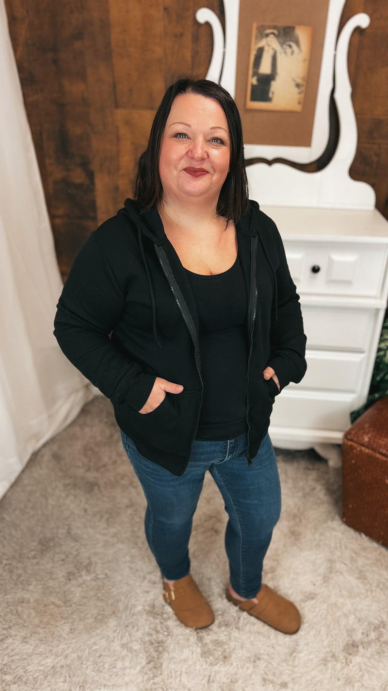 Layne Zip Hoodie: Black