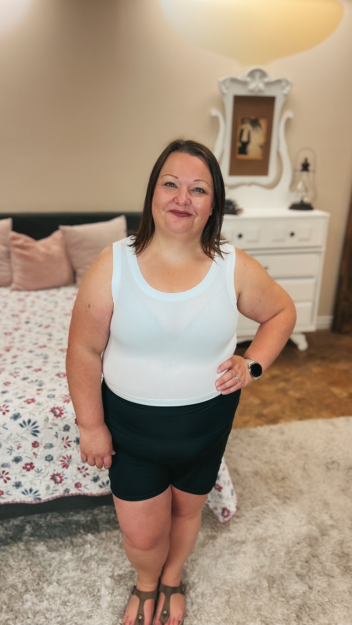 Tamara Ribbed Tank Top: White
