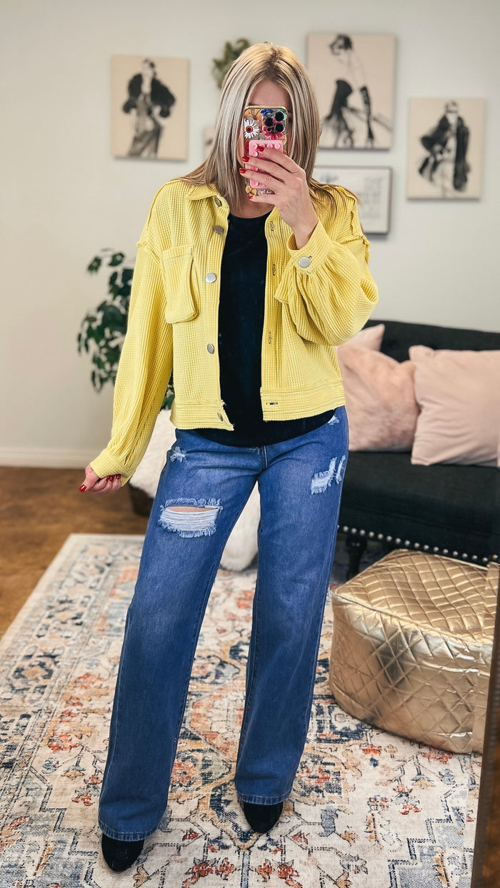 Grace Waffle Shacket | Yellow