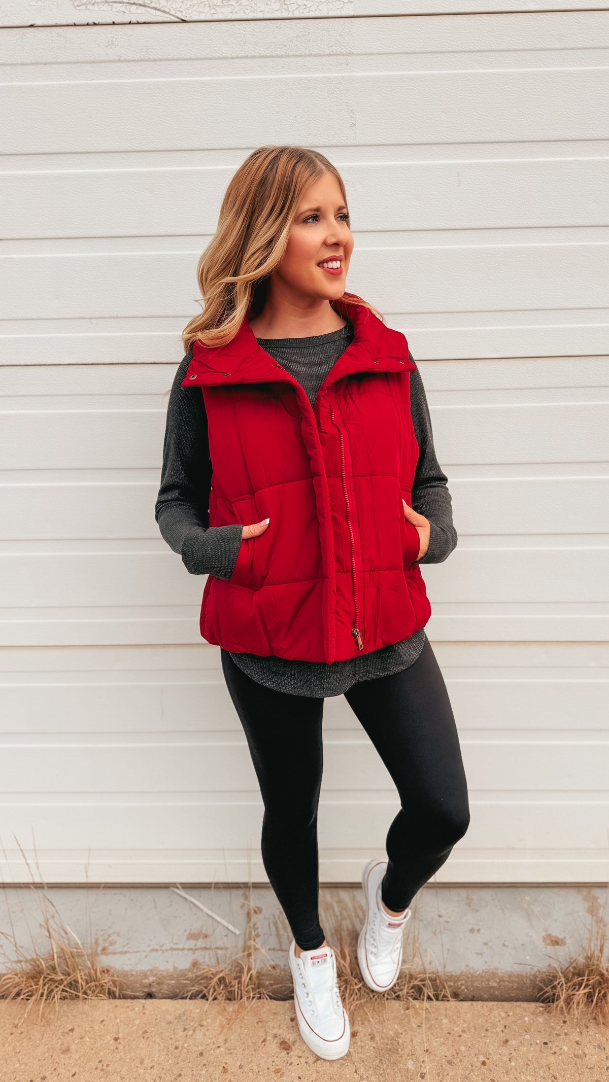 Tori Puffer Vest | Burgundy