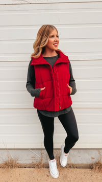 Tori Puffer Vest | Burgundy