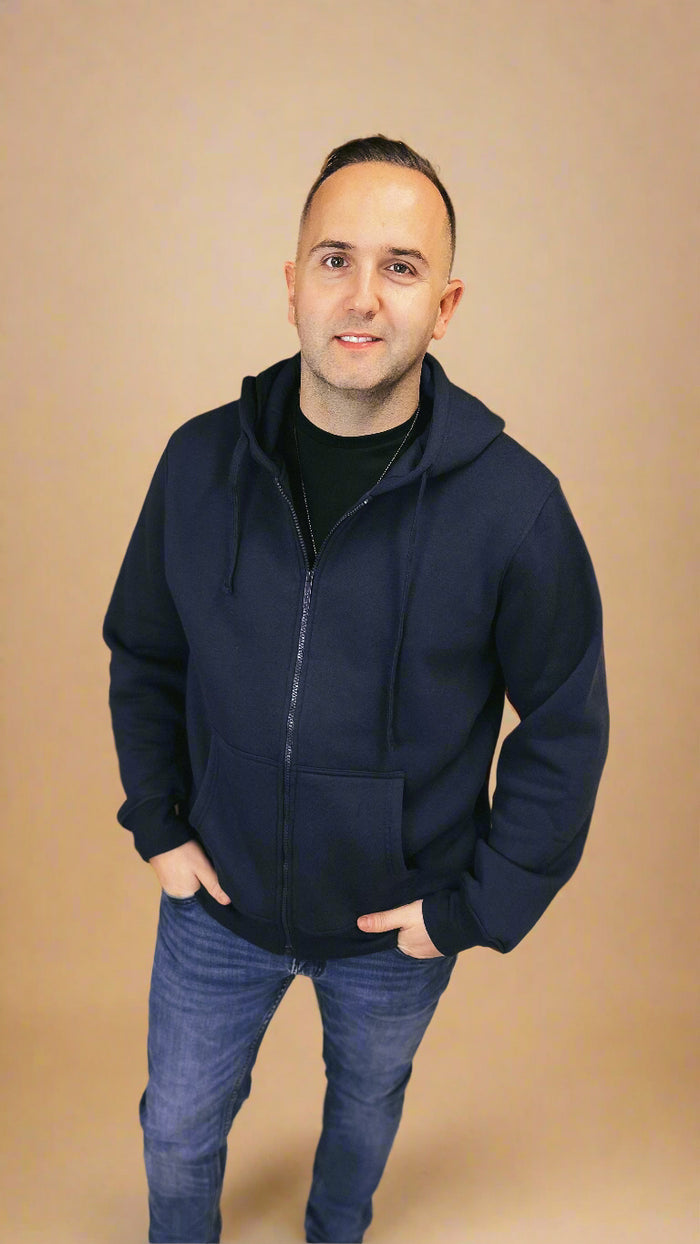 Steven Zip Up Hoodie: Navy