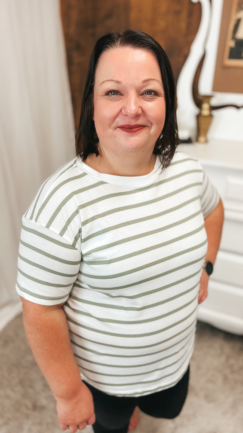 Brittany Striped Tee | Sage & Ivory