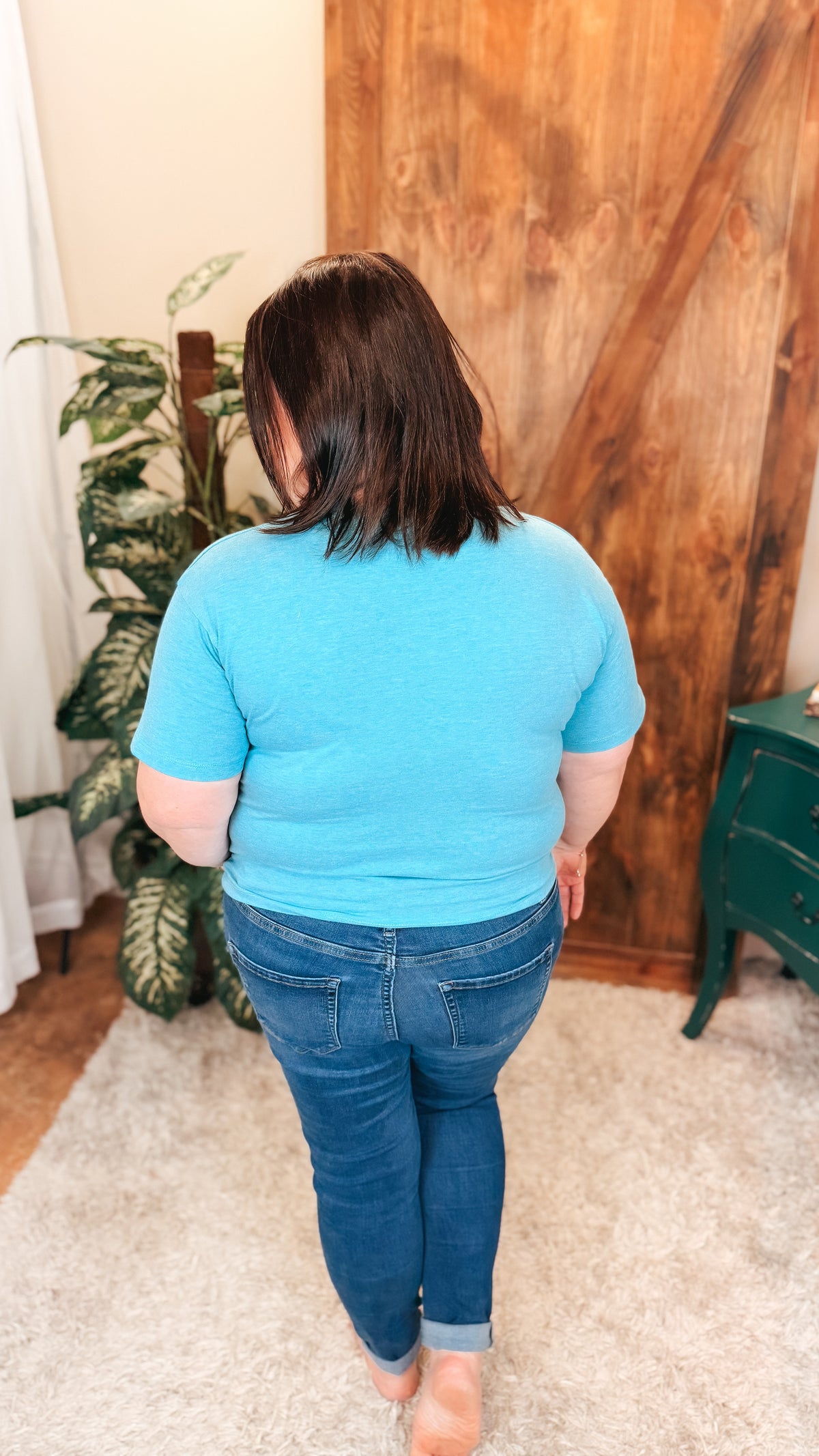 Michelle Basic Tee | Heather Light Teal