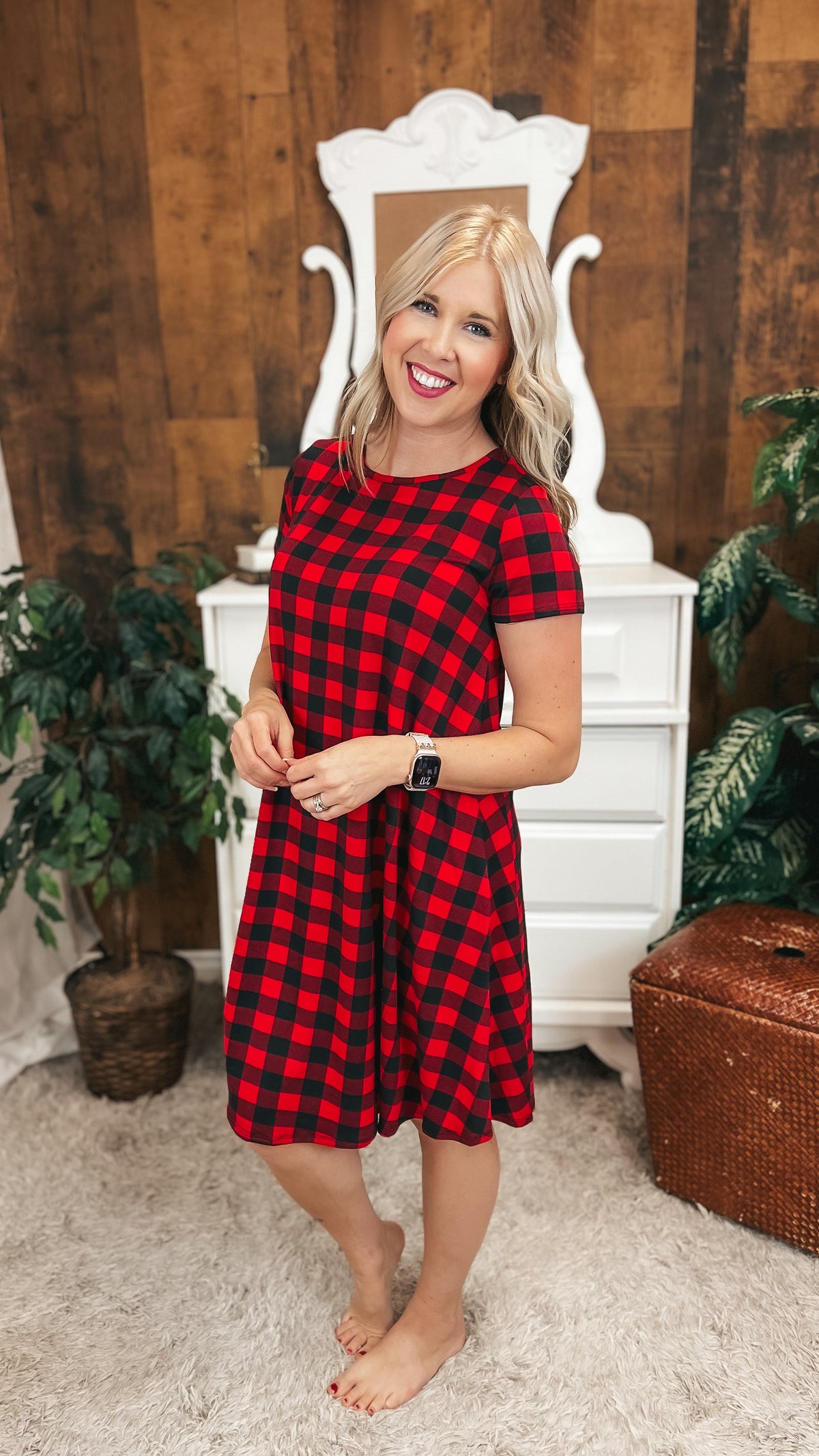 Linda Buffalo Plaid Dress | Red