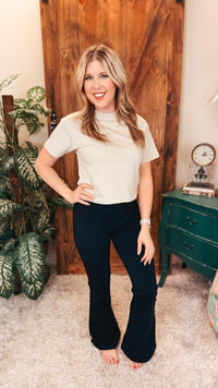 Lenny Flared Cotton Leggings| Black