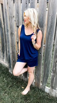 Payton Tank Top Short Set | Navy