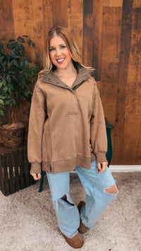 Charlene Snap Sweatshirt | Mocha