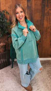 Charlene Snap Sweatshirt | Sea Green