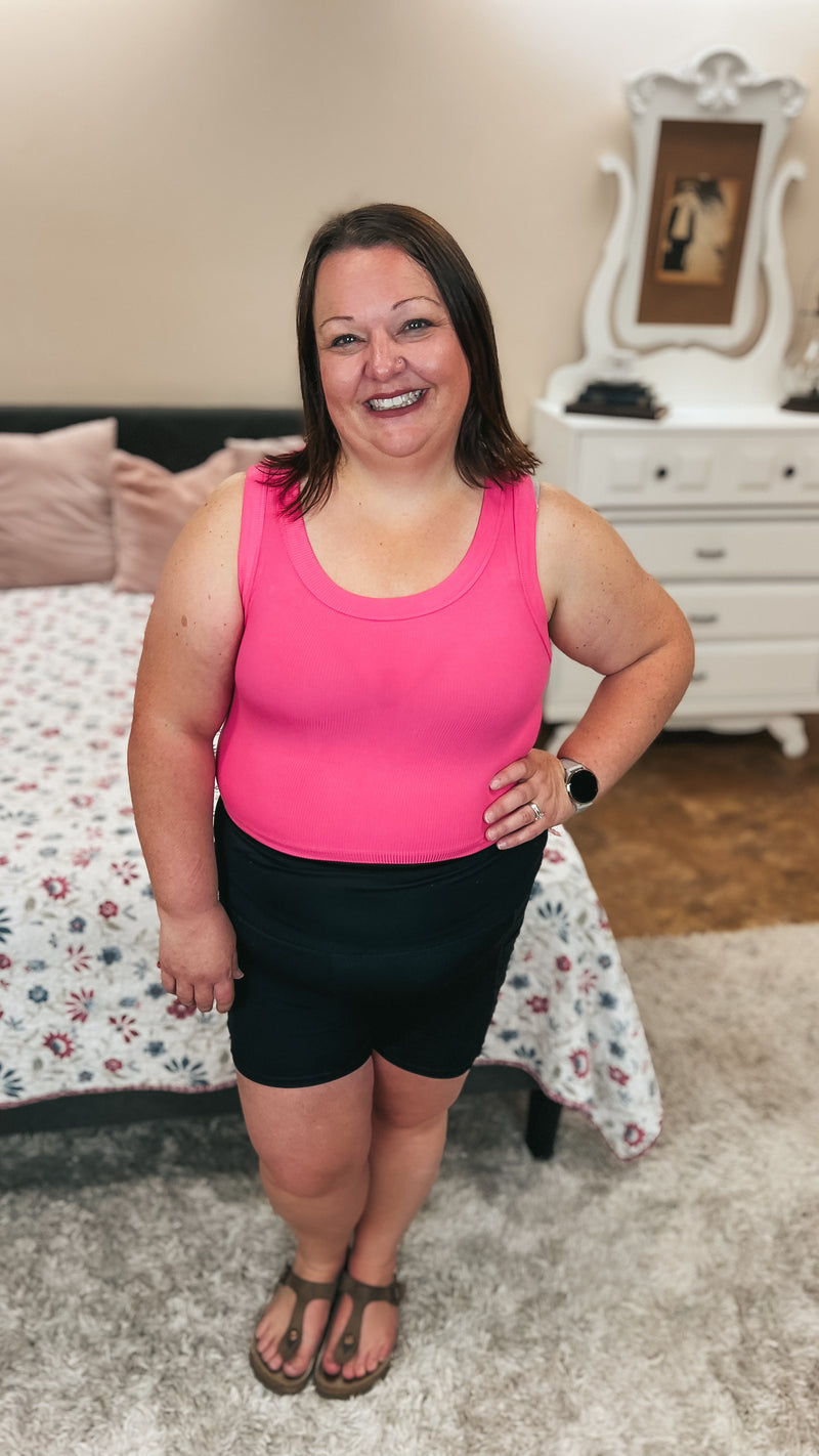 Tamara Ribbed Tank Top: Fuchsia