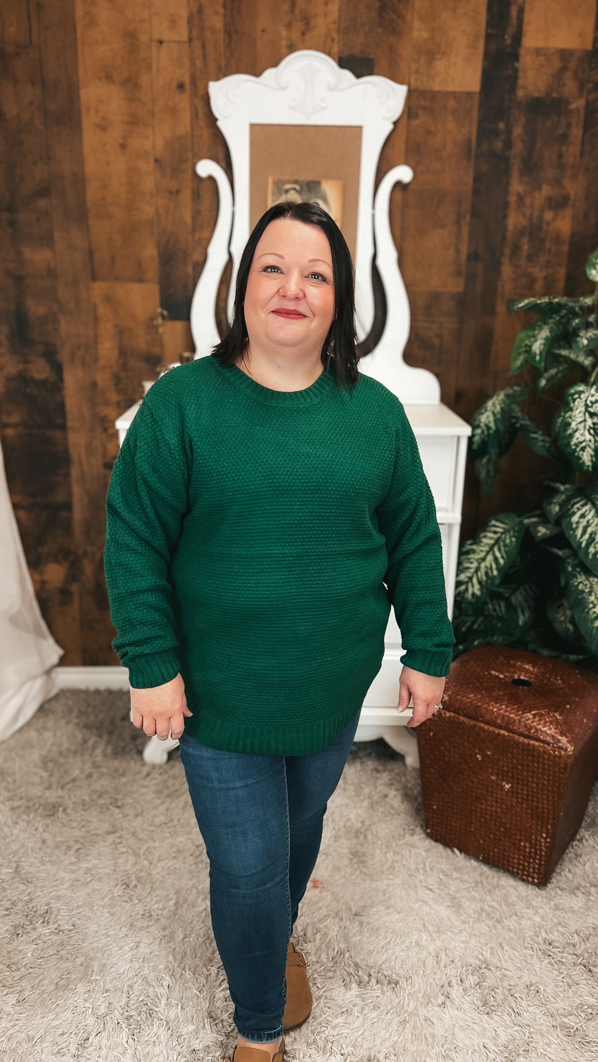 Scarlett Knit Sweater: Dark Green