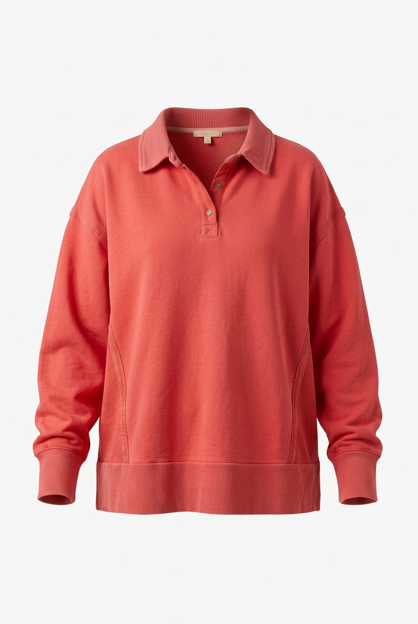Shelly Collared Sweatshirt | Coral