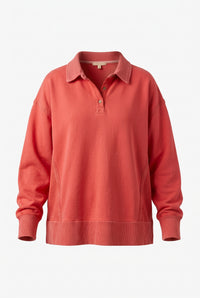 Shelly Collared Sweatshirt | Coral