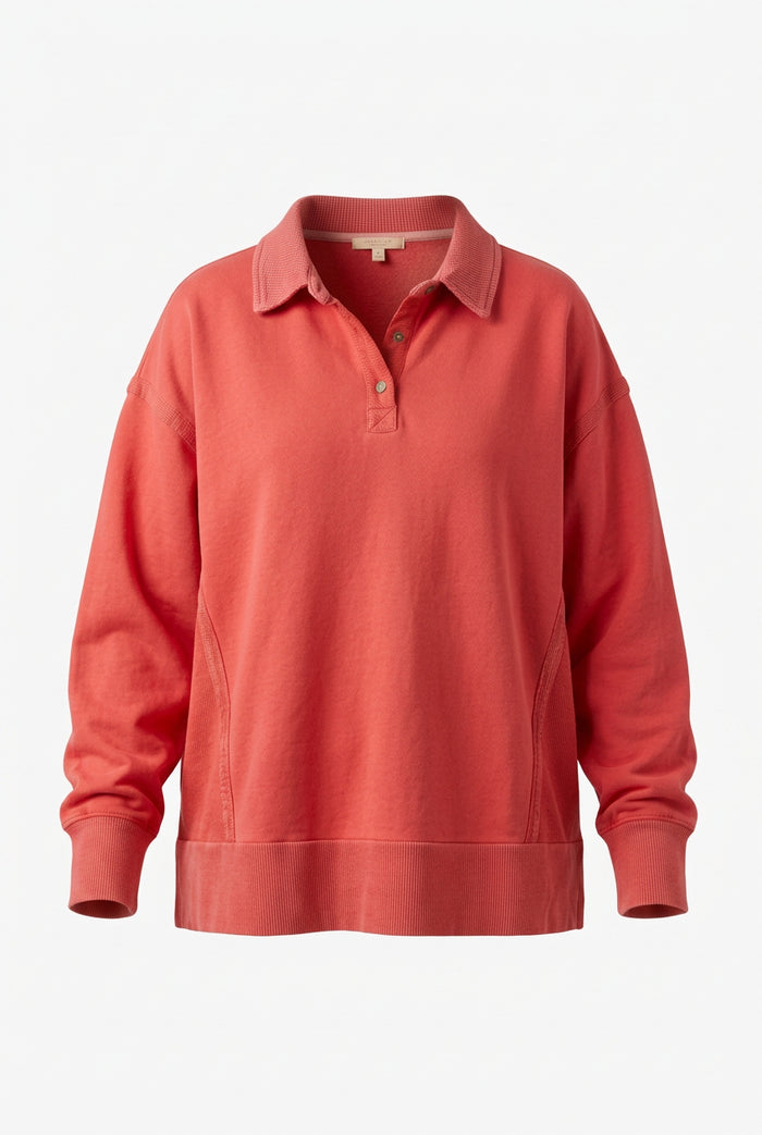 Shelly Collared Sweatshirt | Coral