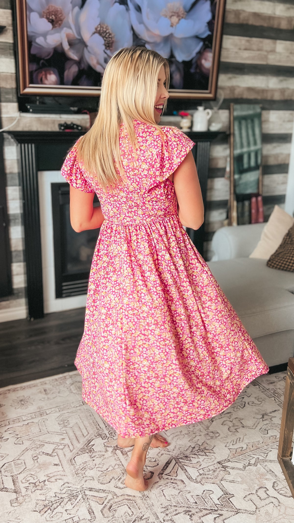 Victoria Floral Sundress: Fuchsia