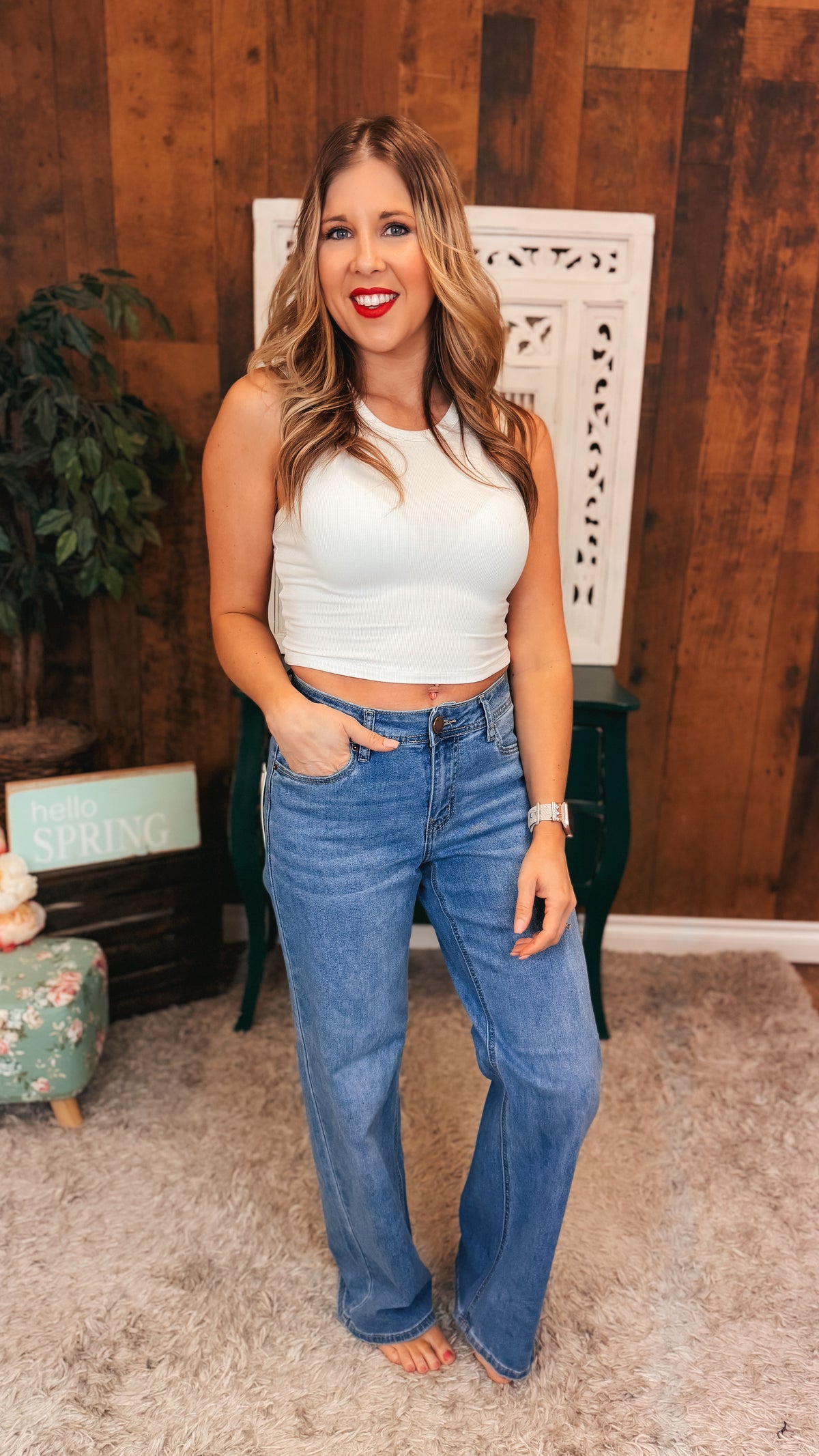 Jake Straight Leg Stretch Denim | Medium Blue