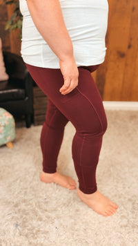 Zoey Athletic Leggings | Wine